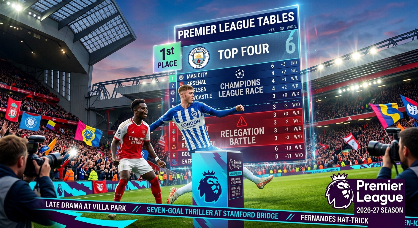 Premier League standings Matchday 2